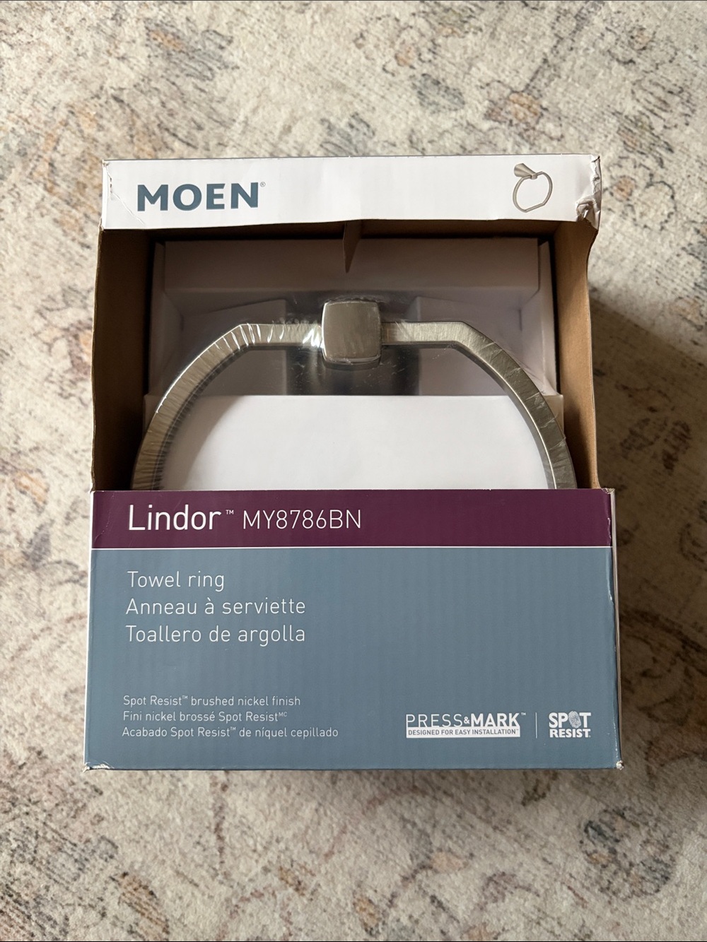 Moen Lindor Towel Ring in Brushed Nickel